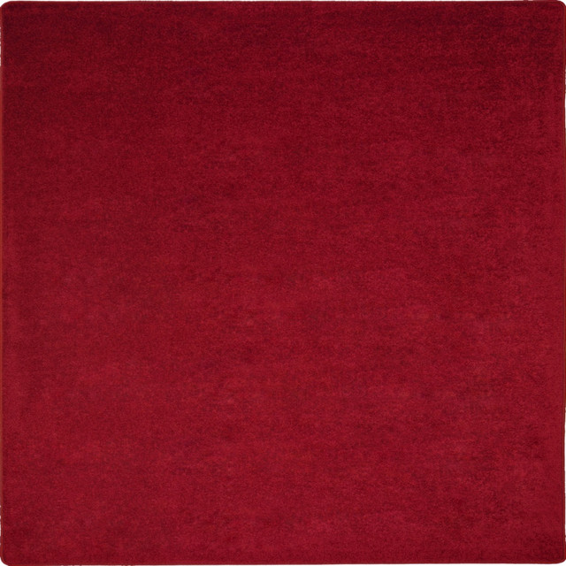 JOY CARPETS & CO. 80P-01 Joy Carpets Kid Essentials Solid Color Square Area Rug, Endurance, 6ft x 6ft, Burgundy