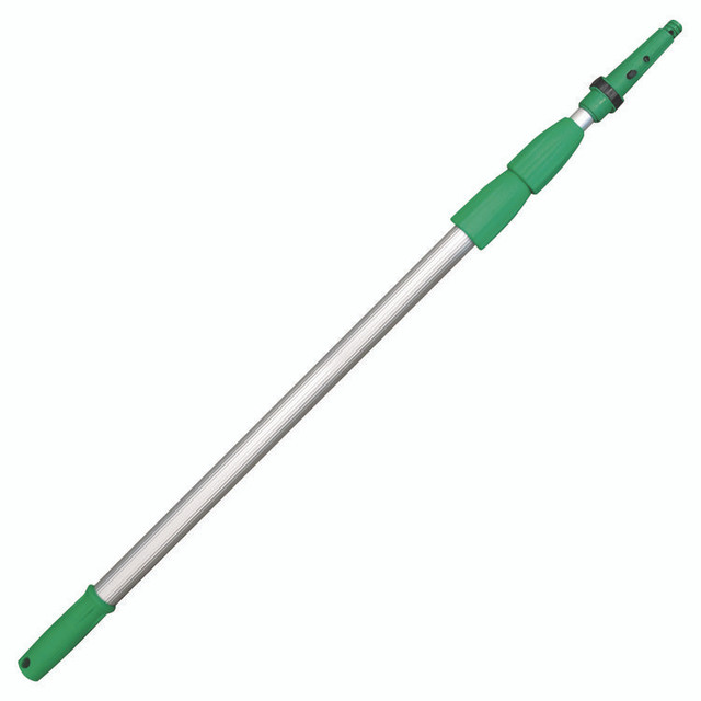 UNGER ED450 Opti-Loc Aluminum Extension Pole, 14 ft, Three Sections, Green/Silver