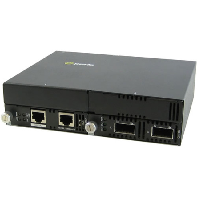PERLE SYSTEMS 05071174 Perle 10 Gigabit Ethernet IP-Managed Stand-Alone Media Converter with Dual XFP Slots - Management Port - 10GBase-X - 2 x Expansion Slots - 2x XFP Slots - Wall Mountable, Rail-mountable, Rack-mountable PERLE SYSTEMS 05071174 Perle 10 Gigabit Ethernet IP-Managed Stand-Alone Media Converter with Dual XFP Slots - Management Port - 10GBase-X - 2 x Expansion Slots - 2x XFP Slots - Wall Mountable, Rail-mountable, Rack-mountable