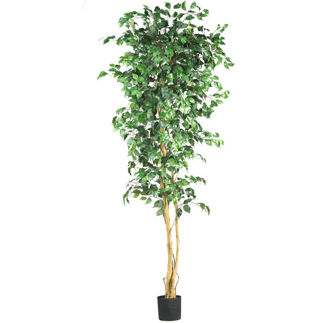 NEARLY NATURAL INC. 5210 Nearly Natural 7ftH Silk Ficus Tree With Pot, Green