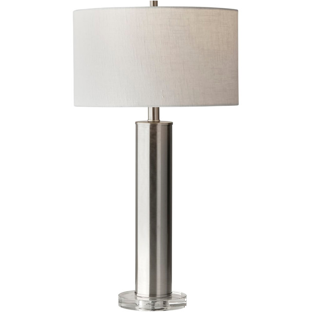 ADESSO INC 1560-22 Adesso Ezra Table Lamp, 25-1/2inH, White Shade/Brushed Steel Base