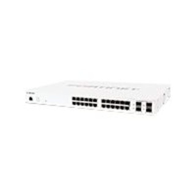 GEORGIA PEACH PRODUCTS, INC. FS-124E-POE Fortinet FortiSwitch 124E-POE - Switch - managed - 24 x 10/100/1000 + 4 x Gigabit SFP + 12 x 10/100/1000 (PoE) - rack-mountable - PoE (185 W)