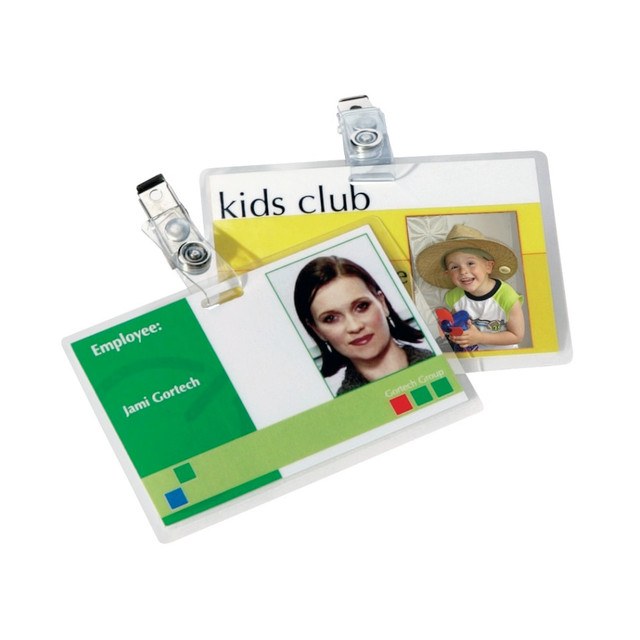 FELLOWES INC. 52033 Fellowes Punched ID Card/Clip Glossy Laminating Pouches - Laminating Pouch/Sheet Size: 3.88in Width x 5 mil Thickness - Glossy - for ID Badge - Durable, Easy to Use - Clear - 25 / Pack