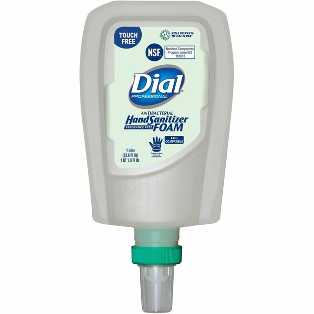 THE DIAL CORPORATION 16694 Dial Hand Sanitizer Foam Refill - 33.8 fl oz (1000 mL) - Touchless Dispenser - Kill Germs - Hand - Yes - Clear - Non-drying, Dye-free - 3 / Carton