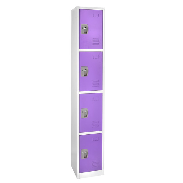 ADIR CORP. ADI629-204-PUR Alpine AdirOffice 4-Tier Steel Locker, 72inH x 12inW x 12inD, Purple ADIR CORP. ADI629-204-PUR Alpine AdirOffice 4-Tier Steel Locker, 72inH x 12inW x 12inD, Purple