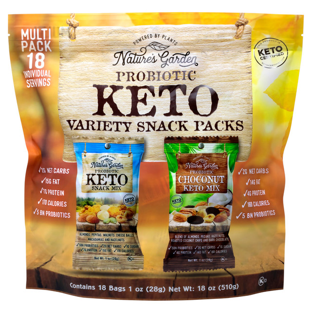 CIBO VITA INC 8901 Natures Garden Keto Variety Snack Packs, 1 Oz, Pack Of 18 Bags