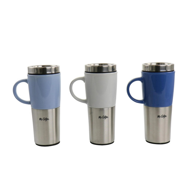 GIBSON OVERSEAS INC. 995116919M Mr. Coffee Travertine Travel Mug Set, 16 Oz, Assorted Colors