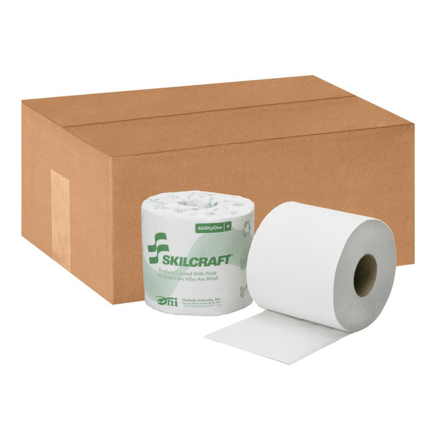 NATIONAL INDUSTRIES FOR THE BLIND SKILCRAFT 8540-01-630-8729  2-Ply Individually Wrapped Toilet Paper, 100% Recycled, 500 Sheets Per Roll, Pack Of 96 Rolls (AbilityOne 8540-01-630-8729)