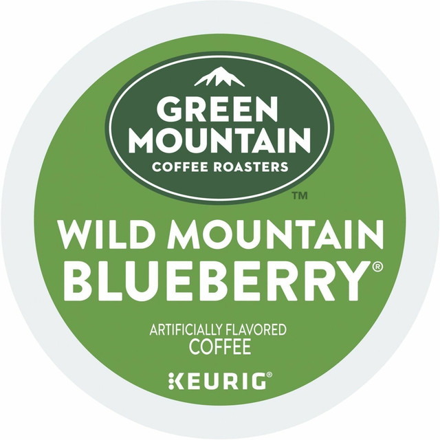 Enjoy the sweet flavor of sun-kissed blueberries with these Green Mountain Coffee Fair Trade wild mountain blueberry K-Cup pods. Just place 1 in your compatible brewer, and enjoy a delicious cup of coffee anytime.  Each K-Cup Pod has a built-in coffee filter - no measuring and no mess.  K-Cup Pods are designed for use in single-cup brewing systems.  Includes a box of 24 blueberry coffee K-Cup Pods.
