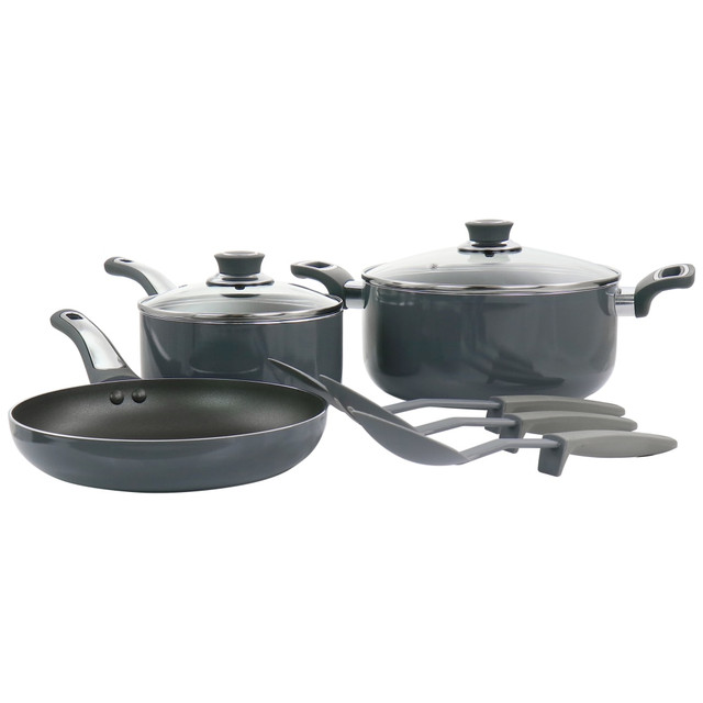 GIBSON OVERSEAS INC. 995116652M Oster Legacy 8-Piece Aluminum Non-Stick Cookware Set, Gray