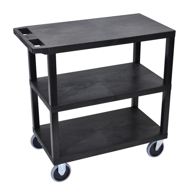 H. WILSON/ LUXOR FURNITURE EC222HD-B Luxor E-Series Plastic Cart, 3-Shelves, Heavy Duty, 36 1/4inH x 35 1/4inW x 18inD, Black H. WILSON/ LUXOR FURNITURE EC222HD-B Luxor E-Series Plastic Cart, 3-Shelves, Heavy Duty, 36 1/4inH x 35 1/4inW x 18inD, Black