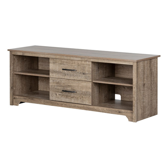 SOUTH SHORE IND LTD 11684 South Shore Fusion TV Stand With Drawers, 22-1/2inH x 59-1/4inW x 17-3/4inD, Weathered Oak