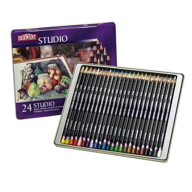 ACCO BRANDS USA, LLC 32197 Derwent Studio Pencil Set, Assorted Colors, Set Of 24 Pencils