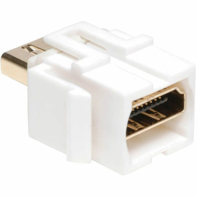 Fits Tripp Lite and most Keystone style wallplates  HDMI High Speed compatible  Keystone style HDMI Female/Female Coupler