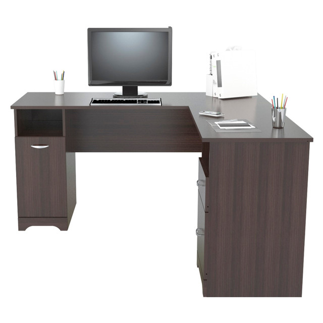 INVAL AMERICA, INC. Inval ET-3615  59inW L-Shaped 2-Drawer Corner Desk, Espresso