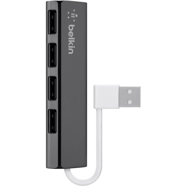 BELKIN, INC. F4U042BT Belkin 4-Port Ultra-Slim Travel Hub - USB - External - 4 USB Port(s) - 4 USB 2.0 Port(s) - PC, Mac