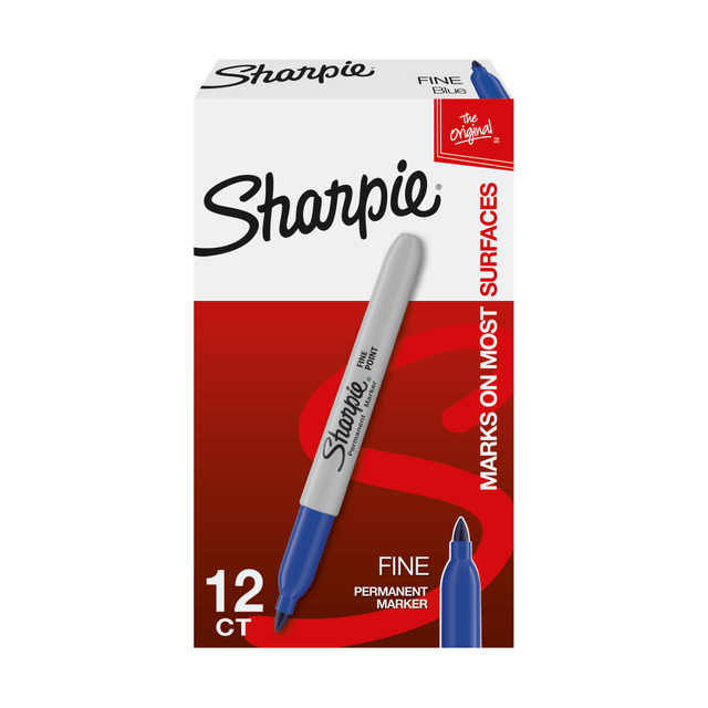 NEWELL BRANDS INC. 30003 Sharpie Permanent Fine-Point Markers, Blue, Pack Of 12 Markers NEWELL BRANDS INC. 30003 Sharpie Permanent Fine-Point Markers, Blue, Pack Of 12 Markers