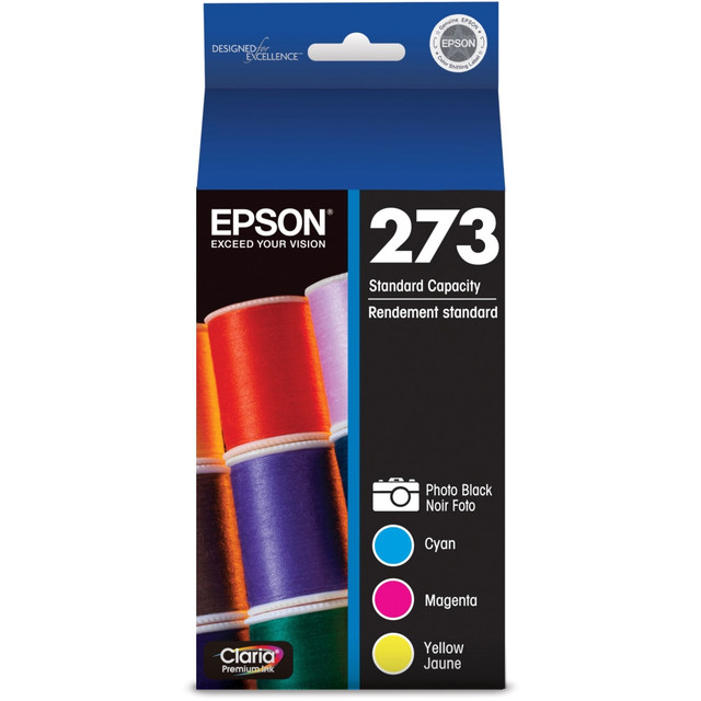 EPSON AMERICA INC. T273520-S Epson 273 Claria Premium Black And Cyan, Magenta, Yellow Ink Cartridges, Pack Of 4, T273520-S EPSON AMERICA INC. T273520-S Epson 273 Claria Premium Black And Cyan, Magenta, Yellow Ink Cartridges, Pack Of 4, T273520-S