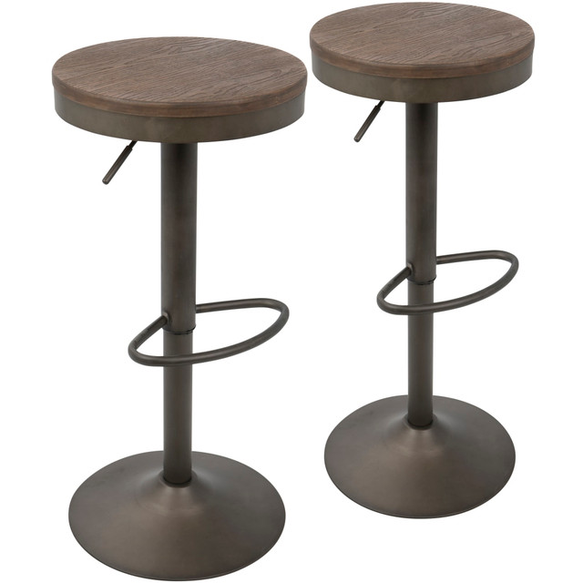 LUMISOURCE, LLC BS-DAK AN+BN2 LumiSource Dakota Bar Stools, Antique/Brown, Set Of 2 Stools LUMISOURCE, LLC BS-DAK AN+BN2 LumiSource Dakota Bar Stools, Antique/Brown, Set Of 2 Stools