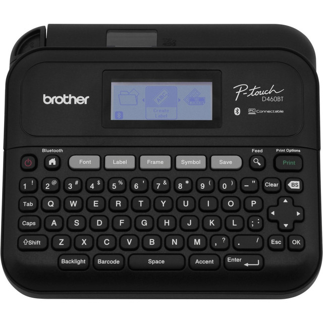 Create professional-looking labels with the Brother P-touch PT-D460BT Business Expert Connected Label Maker with Bluetooth. Prints Brother Genuine TZe label tapes up to ~3/4in (18mm).  LABEL & ORGANIZE PRACTICALLY ANYTHING. With up to ~3/4in (18mm) labels. It's the perfect organizational partner for your workspace or business!  CONNECT AND CREATE WITH FREE BROTHER P-TOUCH EDITOR SOFTWARE(1). Make professional- looking labels with barcodes, images, and QR codes from a Mac or PC computer with a USB or Bluetooth connection.  BROTHER P-TOUCH EVEN GOES MOBILE WITH FREE BROTHER IPRINT&LABEL SOFTWARE. Connect your iOS or Android device via Bluetooth to create and print labels, plus access your contacts to quickly coordinate mailings or create custom ID labels.  USES DURABLE BROTHER GENUINE TZE LABEL TAPES. Water-resistant, fade-resistant, and chemical-resistant for indoor/outdoor use. Available in a variety of finishes and colors, with application-specific options such as cable-labeling or ID cards.  EXPRESS YOURSELF. With 16 fonts, 15 font styles, 140 frames, and 800 symbols.  40 PRE-SET LABEL TEMPLATES. Create and print labels in an instant with a variety of templates for specific business usages such as asset management, client listings, resources, and more.  PREVIEW LABELS BEFORE THEY'RE PRINTED. Easily avoid errors on the large 20-character, 2-line backlit display.  SEE IT CLEARLY. Labels print with sharp 180 dpi print resolution.  MEMORY SAVES UP TO 70 COMMONLY USED LABELS. Create them, save them, find them, and reprint them as many times as needed!  MAKE A BOLD STATEMENT. Add up to 5 lines of text with 7 variable font sizes.  Disclaimer: (1) Additional download required. Software app compatibility may vary based on operating system. App availability may vary based on country.