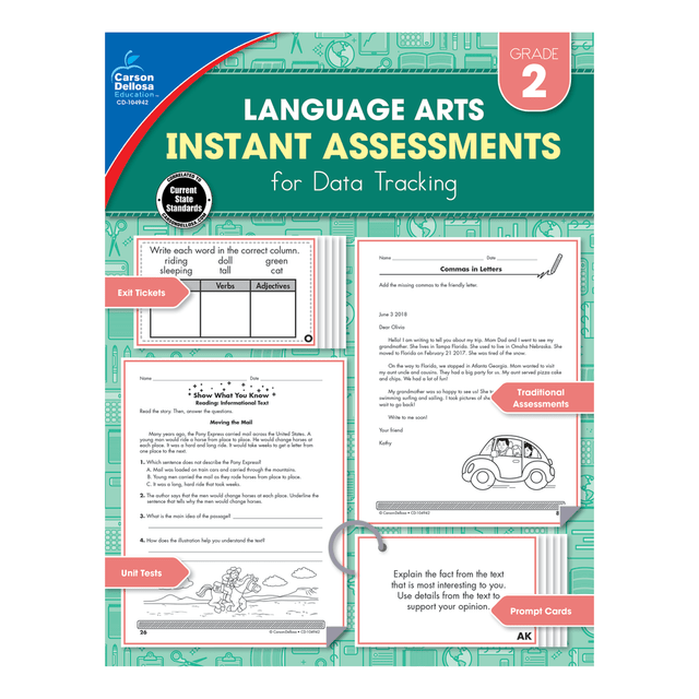 CARSON-DELLOSA PUBLISHING LLC 104942 Carson-Dellosa Instant Assessments For Data Tracking Language Arts Resource Book, Grade 2