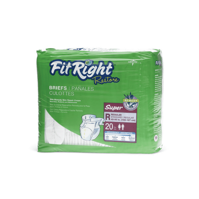 MEDLINE INDUSTRIES, INC. FitRight FITRESTORERG  Restore Briefs, Regular, Purple, 20 Briefs Per Bag, Case Of 4 Bags