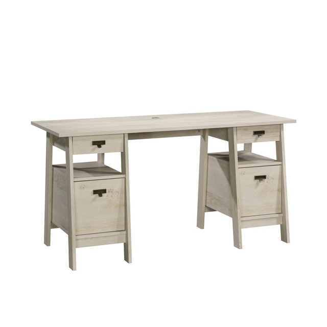 SAUDER WOODWORKING CO. Sauder 424128  Trestle 59inW Executive Computer Desk, Chalked Chestnut