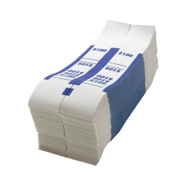 SP RICHARDS BS100WK Sparco Kraft Paper ABA Bill Straps, $100, Blue/White, Box Of 1,000 SP RICHARDS BS100WK Sparco Kraft Paper ABA Bill Straps, $100, Blue/White, Box Of 1,000