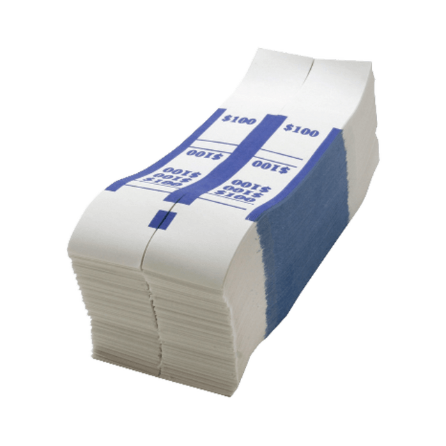 SP RICHARDS BS100WK Sparco Kraft Paper ABA Bill Straps, $100, Blue/White, Box Of 1,000