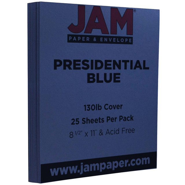 JAM PAPER AND ENVELOPE JAM Paper 296131626  Card Stock, Blue, Letter (8.5in x 11in), 130 Lb, Pack Of 25