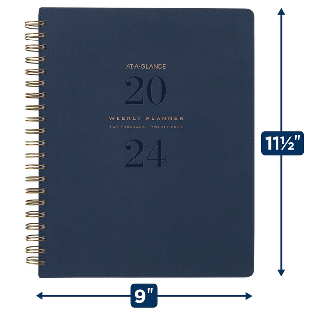 ACCO BRANDS USA, LLC AT-A-GLANCE YP9052024 2024-2025 AT-A-GLANCE Signature Collection 13-Month Weekly/Monthly Planner, 8-1/2in x 11in, Navy, January 2024 To January 2025, YP90520