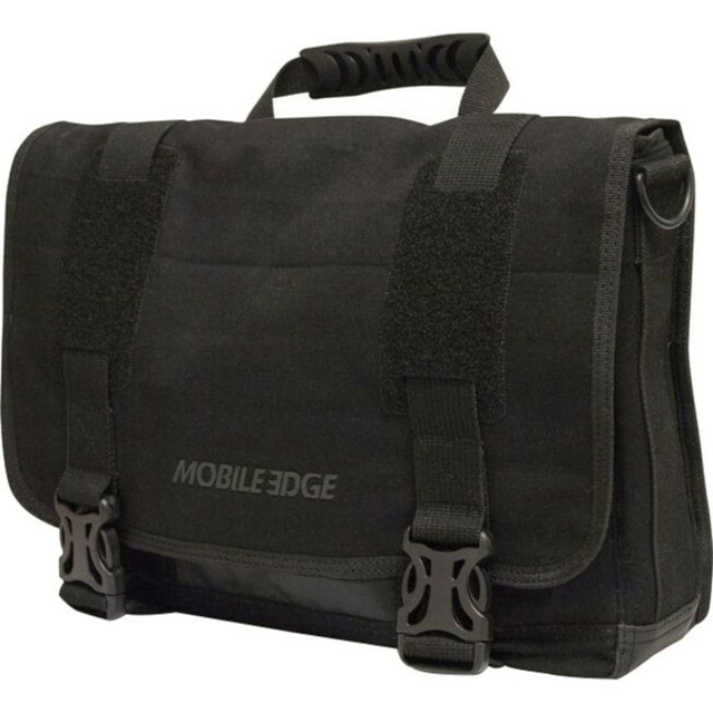 MOBILE EDGE LLC MEUME1 Mobile Edge ECO Rugged Carrying Case (Messenger) for 14in to 15in Apple iPad MacBook Pro - Black - Cotton Canvas Body - Shoulder Strap, Clip - 10.5in Height x 15.5in Width x 4in Depth