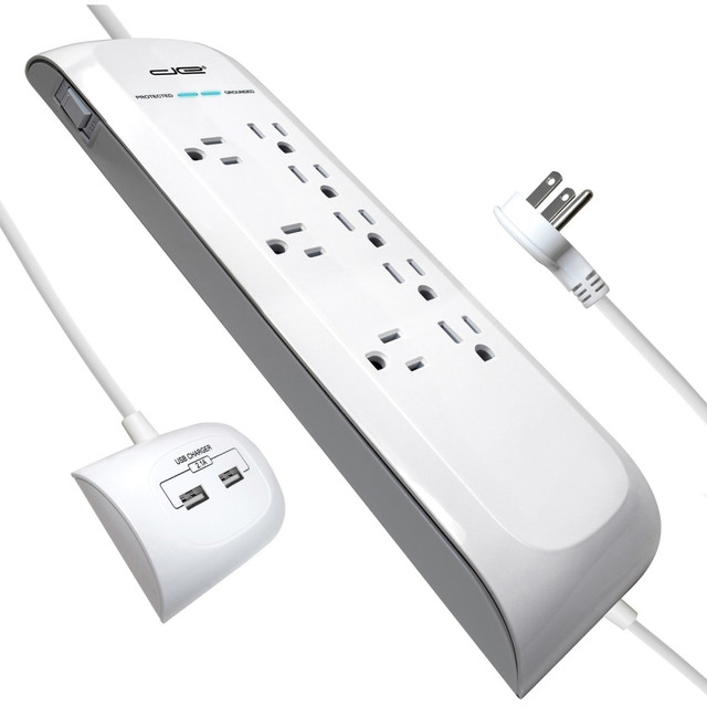 DIGITAL ENERGY DEE1-1108  World 8-Outlet Surge Protector Power Strip with 2 USB Ports (6-Foot Power Cord) - 2 x USB, 8 x AC Power - 1875 VA - 4200 J - 120 V AC Input