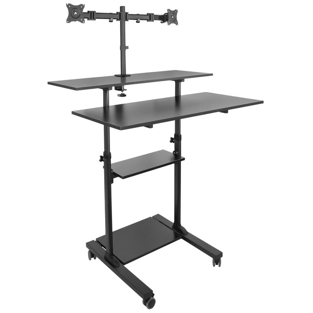 TRANSFORM PARTNERS LLC Mount-It! MI-7972B  MI-7972 Mobile Standing Desk Workstation, With Dual-Monitor Mount, 72-1/4inH x 39-1/2inW x 26inD, Black