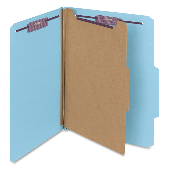 SMEAD MFG CO 13730 Smead Classification Folders, Pressboard With SafeSHIELD Fasteners, 1 Divider, 2in Expansion, Letter Size, 50% Recycled, Blue, Box Of 10 SMEAD MFG CO 13730 Smead Classification Folders, Pressboard With SafeSHIELD Fasteners, 1 Divider, 2in Expansion, Letter Size, 50% Recycled, Blue, Box Of 10