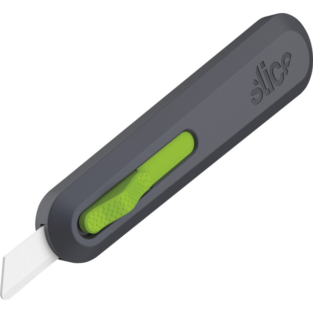 SLICE INC. SLI10554 Slice Auto Retract Utility Knife - Ceramic Blade - Retractable, Non-sparking, Non-conductive, Rust-free Blade, Durable, Ambidextrous, Comfortable - Glass-filled Nylon, Stainless Steel, Zirconia, Carbon Steel - Gray, Green - 6.1in 