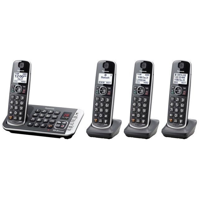 PANASONIC CORP OF NA Panasonic KX-TGE674B  Link2Cell Bluetooth DECT 6.0 Expandable Cordless Phone System With Digital Answering System, KX-TGE674B