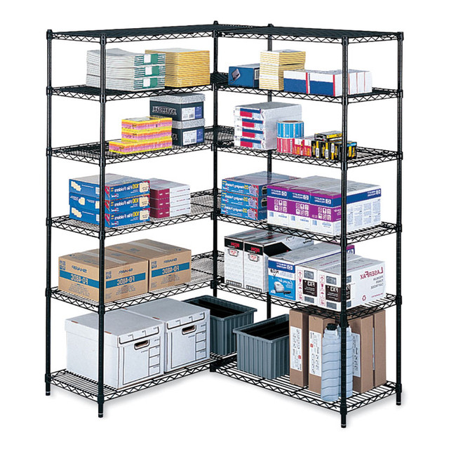 SAFCO PRODUCTS 5287BL Industrial Extra Shelf Pack, 36w x 18d x 1.5h Steel. Black, 2/Pack
