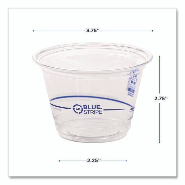 ECO-PRODUCTS,INC. EPCR9 BlueStripe 25% Recycled Content Cold Cups, 9 oz, Plastic, Clear/Blue, 50/Pack, 20 Packs/Carton