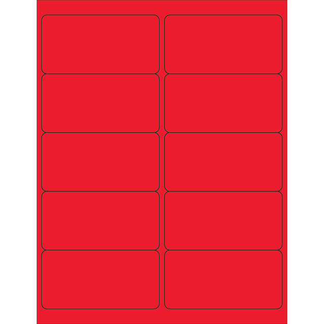B O X MANAGEMENT, INC. LL178RD Tape Logic Permanent Labels, LL178RD, Rectangle, 4in x 2in, Fluorescent Red, Case Of 1,000