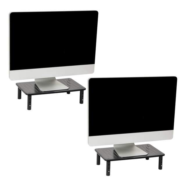EMS MIND READER LLC 4LEGM2PK-BLK Mind Reader Metal Ventilated Monitor Stand with Adjustable Height, 5-1/2inH x 9-1/4inW x 14-1/2inD, Black, Set of 2 EMS MIND READER LLC 4LEGM2PK-BLK Mind Reader Metal Ventilated Monitor Stand with Adjustable Height, 5-1/2inH x 9-1/4inW x 14-1/2inD, Black, Set of 2