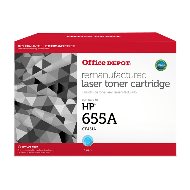 OFFICE DEPOT 201095P  Remanufactured Cyan Toner Cartridge Replacement for HP CF451A, OD655AC