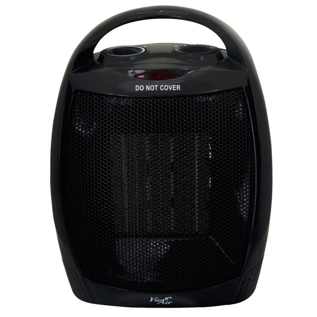 You can stay comfortable when the temperature dips with this Vie Air Portable Ceramic Heater. The heater delivers 1500W of power to produce consistent heat for your space, and the adjustable thermostat and selectable fan settings lets you easily customize your comfort.  1500 watts of power deliver consistent heat.  Adjustable thermostat and 2 settings allow you to find the ideal comfort setting.  3 speed settings enable simple adjustments.  Backed by the manufacturers 30-day limited warranty.