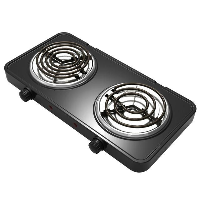 MEGAGOODS, INC. 995105975M MegaChef Dual Coil Burner Electric Buffet Cooktop Range, 2inH x 17inW x 9inD, Black
