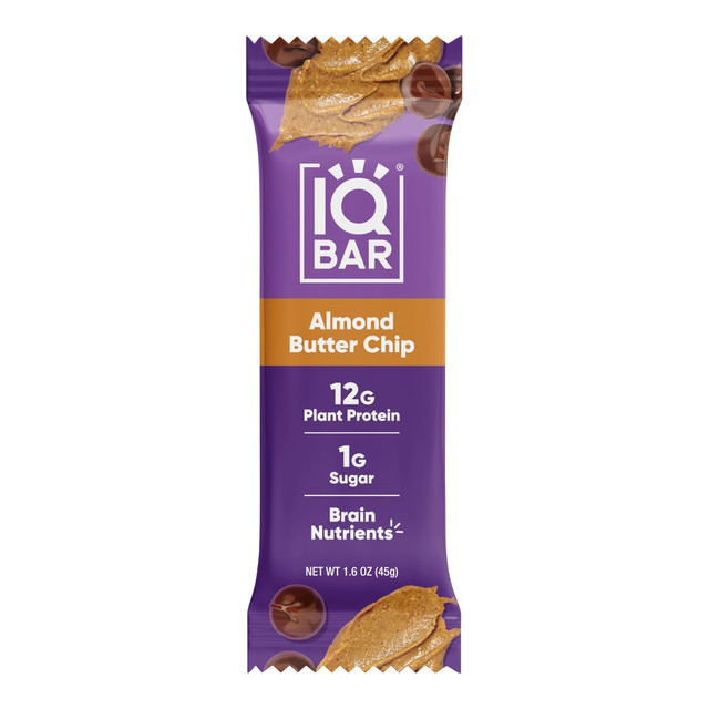 IQ BAR, INC. 55406 IQ BAR Brain Fuel Protein Bars, Almond Butter Chip, 1.6 Oz, Box Of 24 Bars IQ BAR, INC. 55406 IQ BAR Brain Fuel Protein Bars, Almond Butter Chip, 1.6 Oz, Box Of 24 Bars