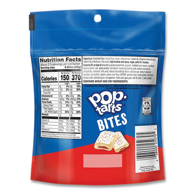 KELLOGG'S 25069 Pop Tarts Bites, Frosted Strawberry, 3.5 oz Bag, 6/Carton