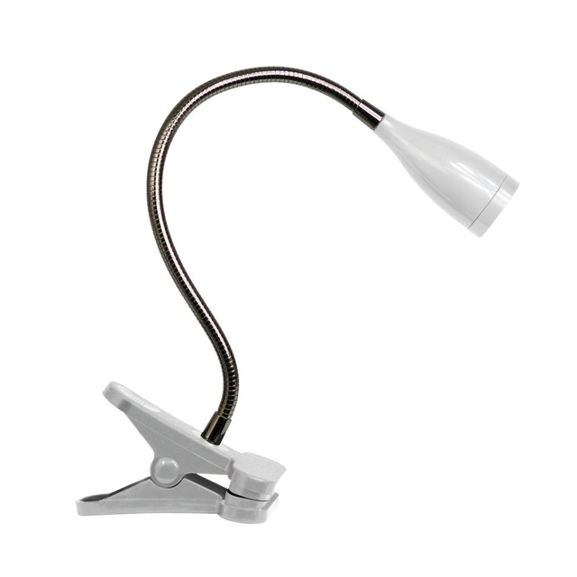 ALL THE RAGES INC Simple Designs LD2005-WHT  Flexible Gooseneck LED Clip Desk Lamp, Adjustable, White