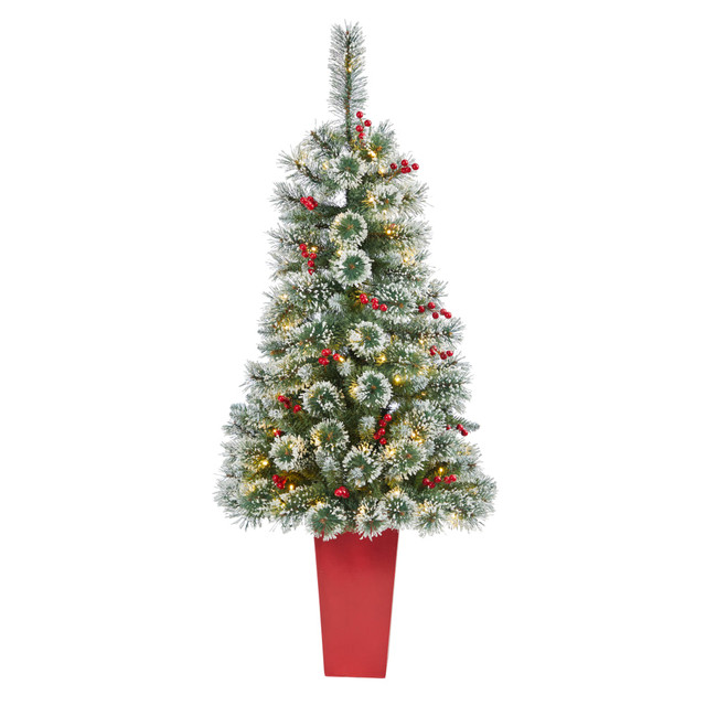 NEARLY NATURAL INC. T2256 Nearly Natural Frosted Swiss Pine Artificial Christmas Tree, 52inH NEARLY NATURAL INC. T2256 Nearly Natural Frosted Swiss Pine Artificial Christmas Tree, 52inH