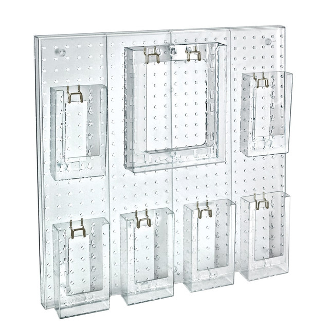 AZAR INTERNATIONAL INC 700675 Azar Displays 7-Pocket Acrylic Multi-Tier Pegboard Wall Brochure Holder, 24inH x 24inW x 7/8inD, Clear