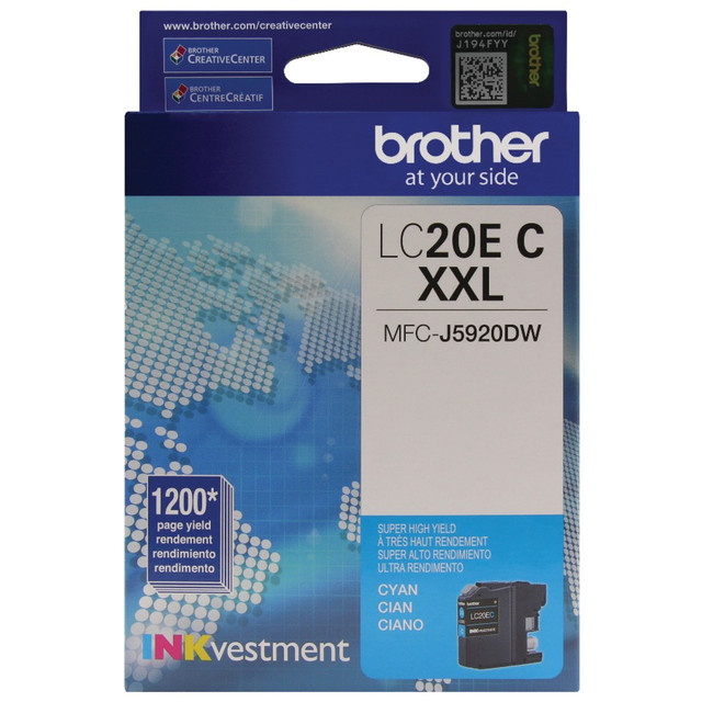 BROTHER INTL CORP LC20EC Brother LC20 Cyan Super-High-Yield Ink Cartridge, LC20EC